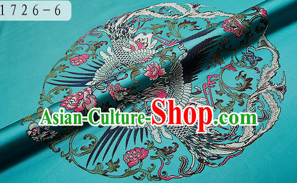 Traditional Chinese Green Brocade Drapery Classical Phoenix Pattern Design Satin Cushion Silk Fabric Material