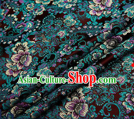 Chinese Traditional Deep Amaranth Brocade Drapery Classical Peony Pattern Design Satin Tang Suit Qipao Silk Fabric Material