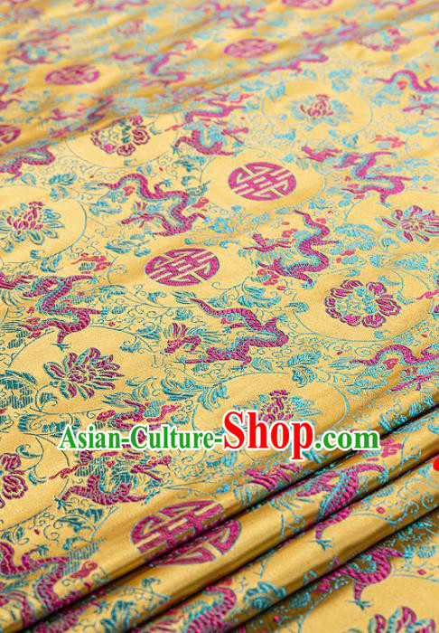 Asian Chinese Traditional Fabric Tang Suit Brocade Silk Material Classical Dragons Pattern Design Satin Drapery