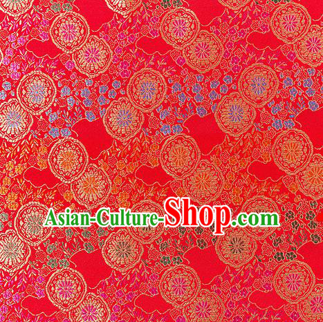 Asian Chinese Traditional Fabric Red Brocade Silk Material Classical Pattern Design Satin Drapery