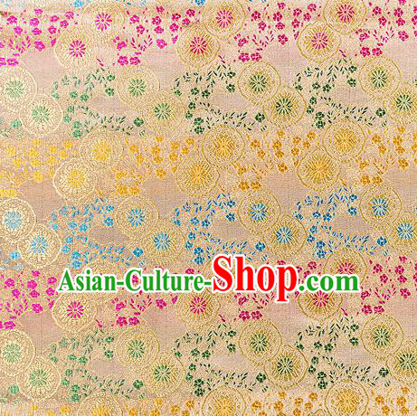 Asian Chinese Traditional Fabric Golden Brocade Silk Material Classical Pattern Design Satin Drapery