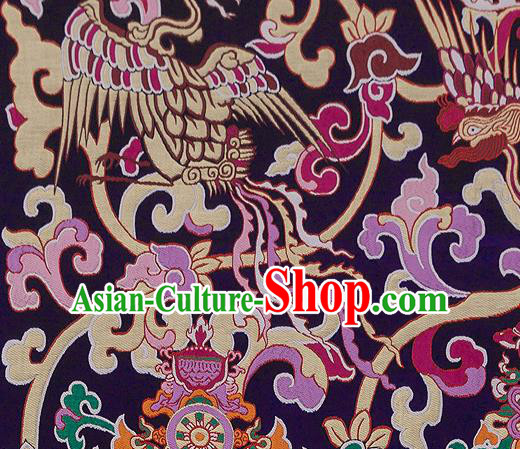 Traditional Chinese Tang Suit Silk Fabric Purple Nanjing Brocade Material Classical Dragons Pattern Design Satin Drapery