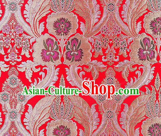 Traditional Chinese Tang Suit Red Nanjing Brocade Material Silk Fabric Classical Pattern Design Satin Drapery
