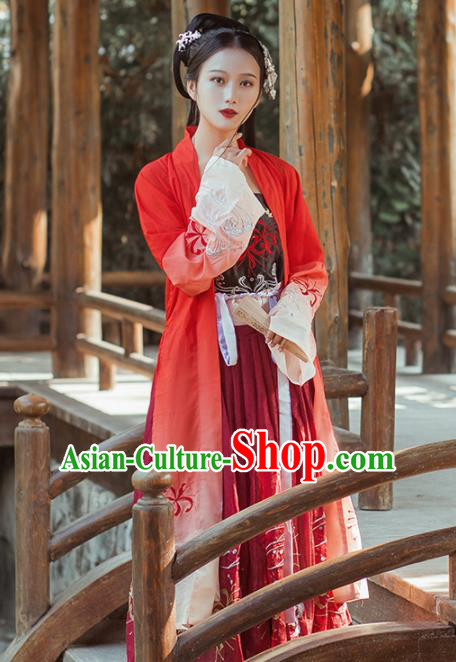 Chinese Ancient Palace Lady Hanfu Han Dynasty Imperial Concubine Queen Embroidered Historical Costumes