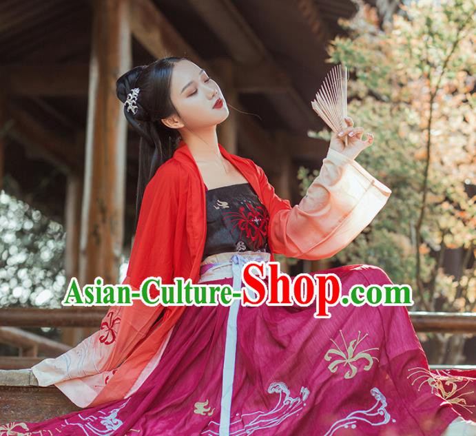 Chinese Ancient Palace Lady Hanfu Han Dynasty Imperial Concubine Queen Embroidered Historical Costumes