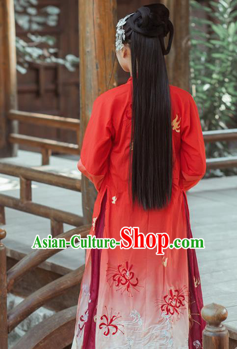 Chinese Ancient Palace Lady Hanfu Han Dynasty Imperial Concubine Queen Embroidered Historical Costumes