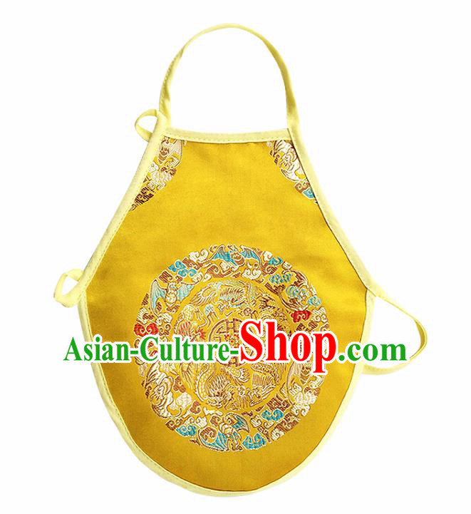 Chinese Classical Brocade Bellyband Traditional Baby Embroidered Dragon Yellow Silk Stomachers for Kids