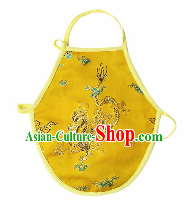Chinese Classical Brocade Bellyband Traditional Baby Embroidered Dragon Yellow Silk Stomachers for Kids
