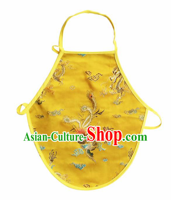 Chinese Classical Brocade Bellyband Traditional Baby Embroidered Phoenix Peony Yellow Silk Stomachers for Kids