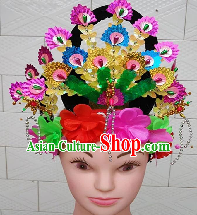 Chinese Traditional Folk Dance Yanko Dance Hair Accessories Peking Opera Peri Headwear for Women