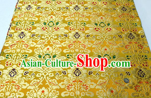 Asian Chinese Traditional Fabric Golden Brocade Silk Material Classical Pattern Design Satin Drapery