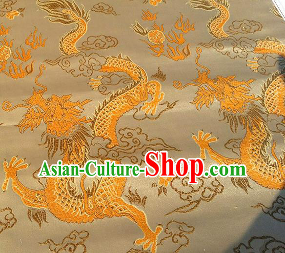 Asian Chinese Traditional Fabric Golden Brocade Silk Material Classical Dragon Pattern Design Satin Drapery