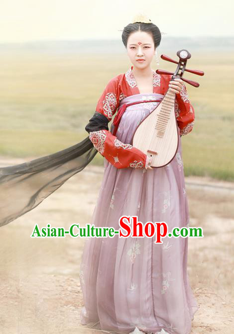 Chinese Ancient Las Meninas Hanfu Dress Tang Dynasty Princess Embroidered Costumes for Women