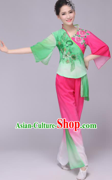 Chinese Traditional Classical Dance Costumes Folk Dance Yanko Fan Dance Clothing for Women