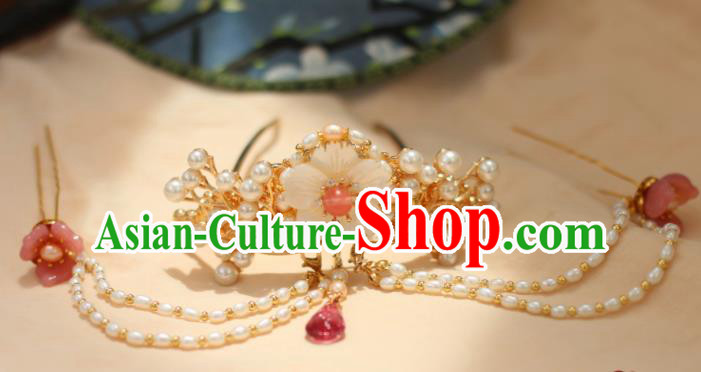 Chinese Traditional Handmade Hair Accessories Ancient Pearls Hair Crown Hairpins Headwear for Women