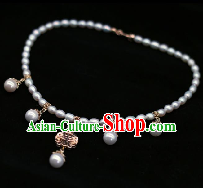 Traditional Chinese Handmade Pearls Necklace Ancient Palace Lady Necklet Accessories for Women