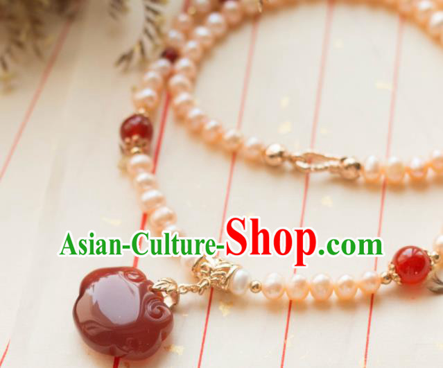 Traditional Chinese Handmade Pearls Necklace Ancient Necklet Accessories for Women