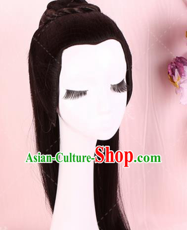 Traditional Chinese Drama Prince Handmade Wigs Ancient Swordsman Chignon for Men