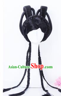 Traditional Chinese Drama Princess Wigs Sheath Ancient Peri Handmade Chignon Hair Accessories for Women