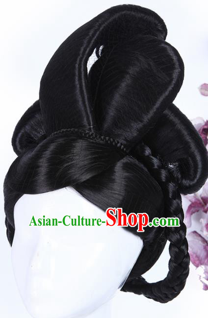 Traditional Chinese Drama Court Maid Wigs Sheath Ancient Palace Lady Handmade Chignon Hair Accessories for Women