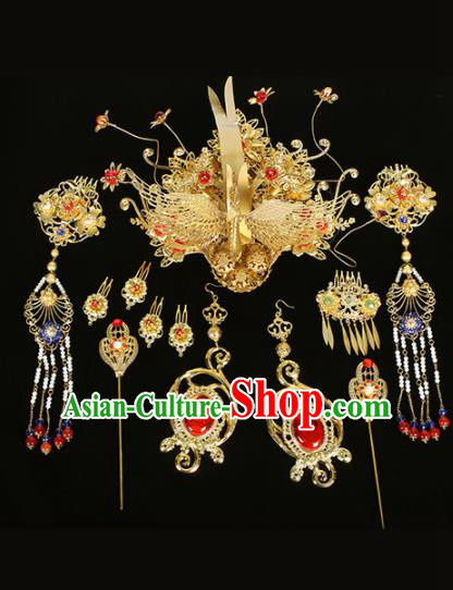 Chinese Traditional Handmade Queen Phoenix Hairpins Ancient Empress Headwear for Women