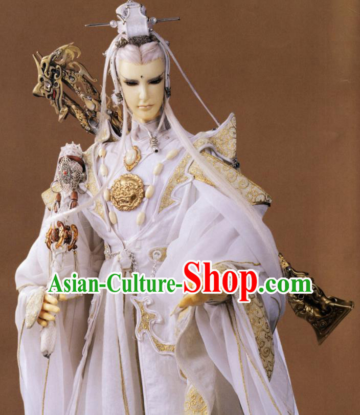 Asian Chinese Cosplay White Costumes Ancient Swordsman Royal Highness Clothing for Men