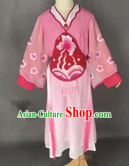 Chinese Traditional Peking Opera Maidservants Pink Costumes Ancient Mui Tsai Dress for Adults