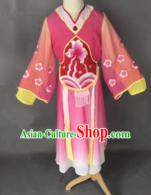 Chinese Traditional Peking Opera Maidservants Rosy Costumes Ancient Mui Tsai Dress for Adults