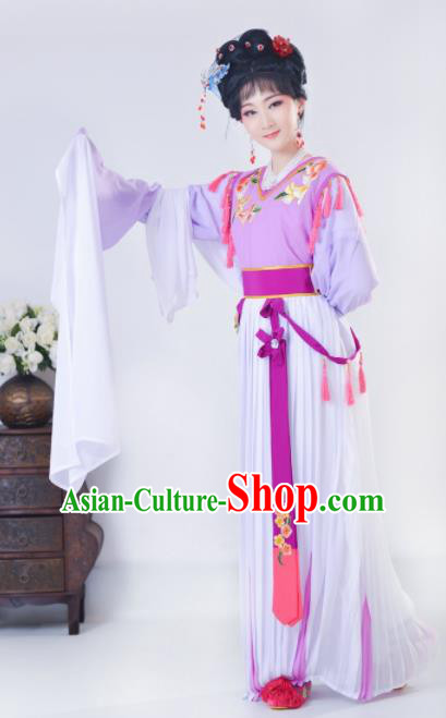 Chinese Traditional Peking Opera Actress Costumes Ancient Young Lady Purple Dress for Adults