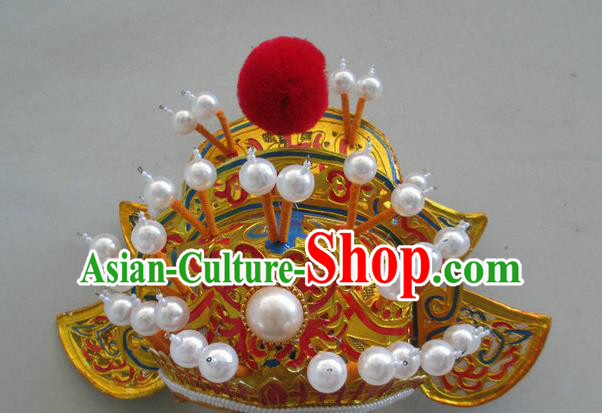 Chinese Traditional Peking Opera Takefu Hat Ancient Helmet Headwear for Adults