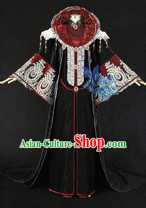 Asian Chinese Cosplay Swordsman Costumes Ancient Royal Highness Clothing for Men