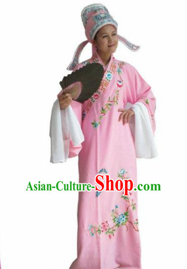 Chinese Traditional Peking Opera Niche Costume Ancient Scholar Pink Robe for Adults