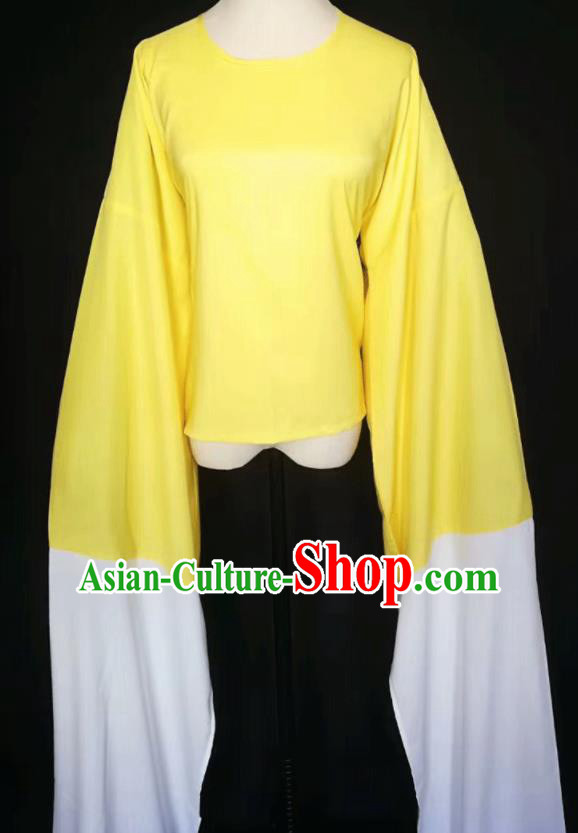 Chinese Traditional Peking Opera Costumes Ancient Water Sleeve Yellow Blouse for Adults