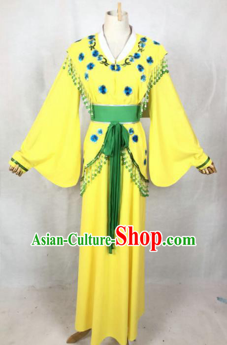 Chinese Traditional Peking Opera Costumes Ancient Young Lady Yellow Dress for Adults