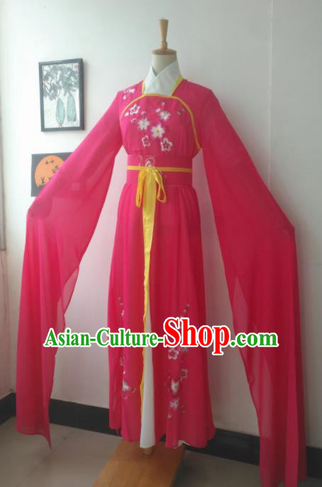 Chinese Traditional Peking Opera Costumes Ancient Maidservants Rosy Dress for Adults