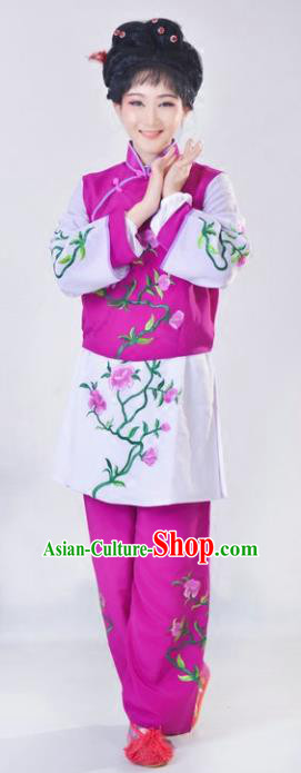 Chinese Traditional Peking Opera Mui Tsai Purple Costumes Ancient Young Lady Dress for Adults