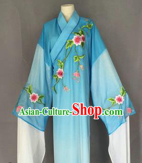 Chinese Traditional Peking Opera Niche Costume Ancient Scholar Blue Robe for Adults