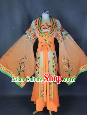 Chinese Traditional Peking Opera Actress Costumes Ancient Palace Princess Orange Dress for Adults