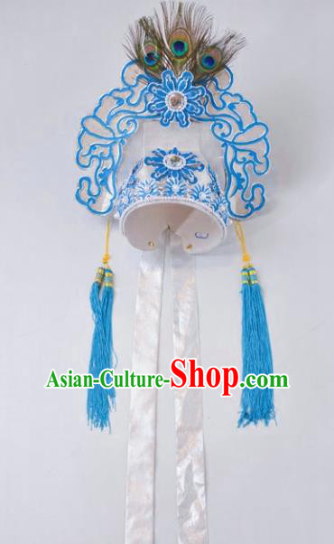 Chinese Traditional Peking Opera Niche Scholar White Hat Headwear for Adults