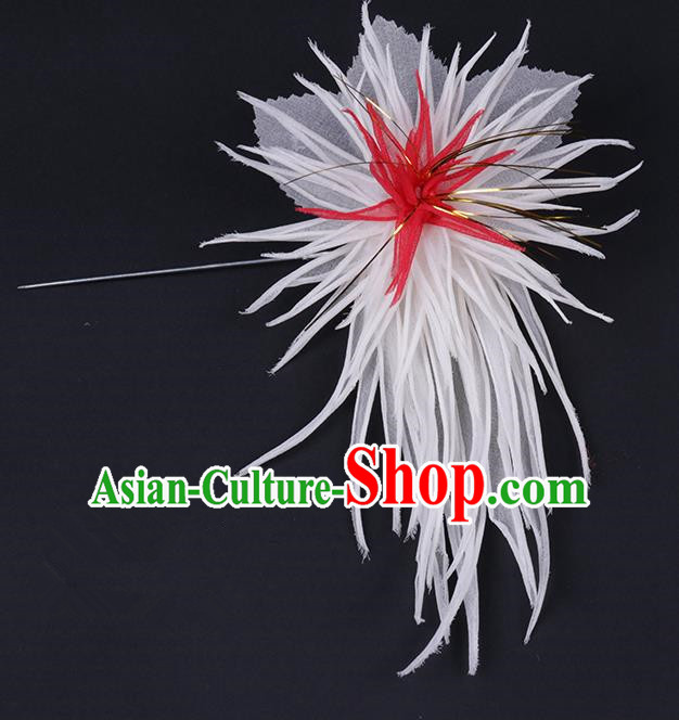 Chinese Traditional Peking Opera Hair Accessories Ancient White Chrysanthemum Hairpins for Women
