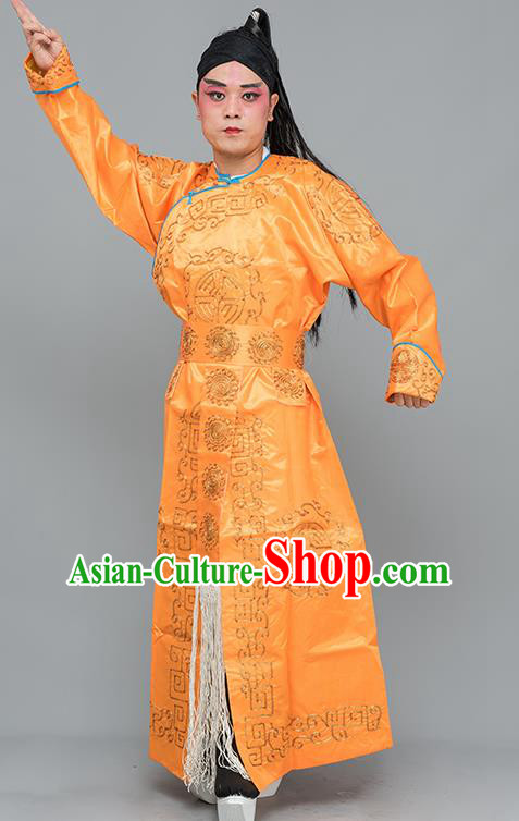 Chinese Traditional Peking Opera Takefu Costume Ancient Imperial Bodyguard Orange Embroidered Robe for Adults