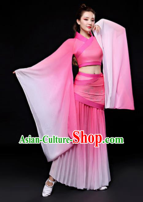 Chinese Traditional Folk Dance Costume Classical Dance Pink Hanfu Dress for Women