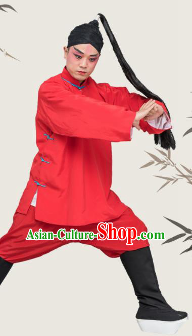 Chinese Traditional Peking Opera Takefu Costume Ancient Prisoner Red Clothing for Adults