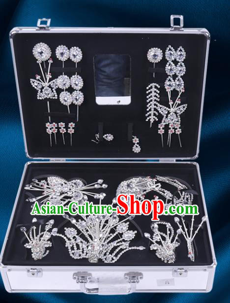 Chinese Traditional Peking Opera Princess Crystal Hair Accessories Ancient Fairy Phoenix Hairpins for Women