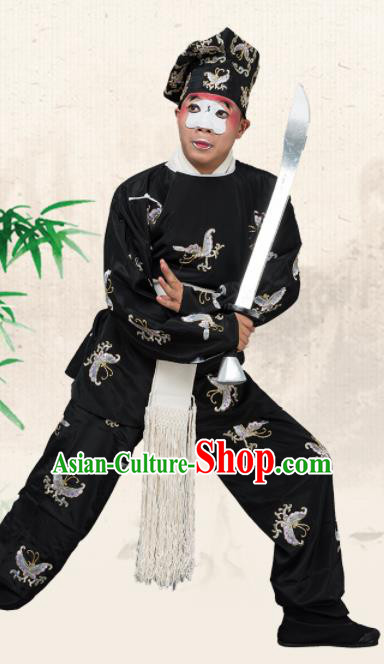 Chinese Traditional Peking Opera Takefu Costume Ancient Swordsman Black Butterfly Clothing for Adults