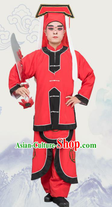 Chinese Traditional Peking Opera Takefu Costume Ancient Executioner Red Clothing for Adults
