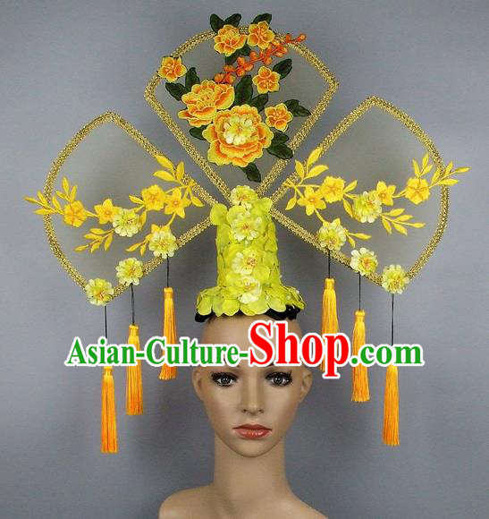 Handmade Halloween Queen Peony Hair Accessories Chinese Stage Performance Hair Clasp Headdress for Women