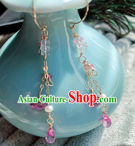 Top Grade Chinese Handmade Tassel Earrings Traditional Bride Jewelry Accessories for Women