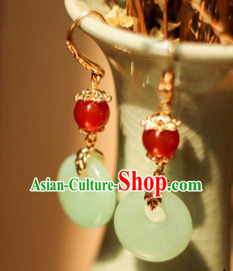 Traditional Chinese Handmade Ancient Jade Earrings Accessories for Women