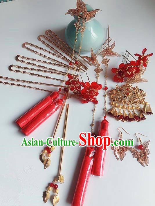 Handmade Chinese Ancient Hair Accessories Hanfu Wedding Hairpins Complete Set for Women